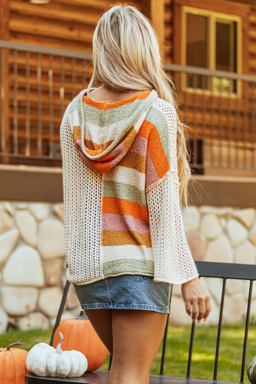 Beige colorblock oversized hoodie - Love Salve